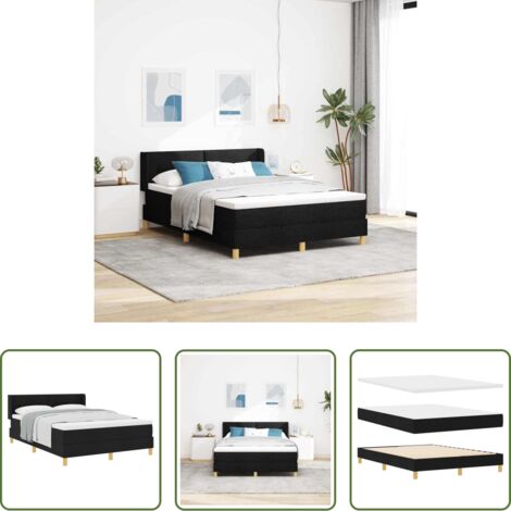 Cama de madera -  Cama tipo Box Spring con colchón Negro 200 x 160 cm tela