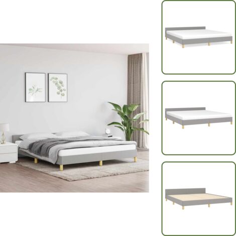 Cama de madera contrachapada - vidaXL Cama sin colchón tela gris claro 160x200 cm - Cama con cabecero