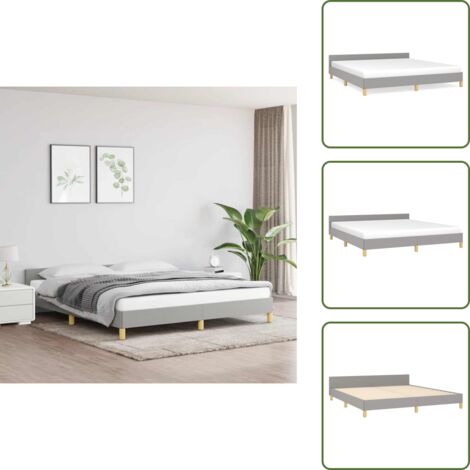 Cama de madera contrachapada - vidaXL Cama sin colchón tela gris claro 180x200 cm - Cama con cabecero