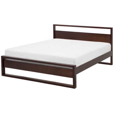 Cama de madera de pino oscuro 140 x 200 cm con cabecero de estilo retro Giulia