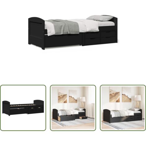 Cama de madera -  Diván con 5 cajones sin colchón IRUN negro 90x200 cm