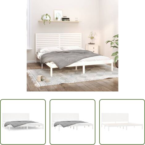 Cama de madera -  Estructura de cama madera maciza blanco 200x200 cm