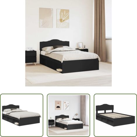 Cama de madera -  Estructura de cama Negro 135 x 190 cm Madera de pino macizo