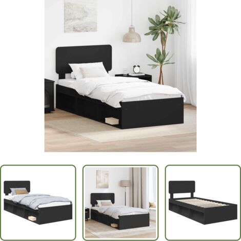Cama de madera -  Estructura de cama Negro 90 x 190 cm Madera de pino macizo