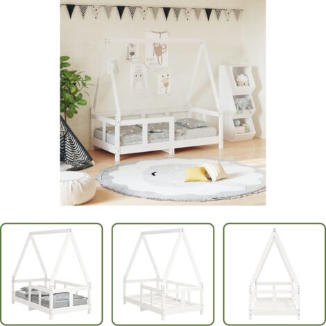 Cama de madera -  Estructura de cama para niños madera de pino blanco 70x140 cm
