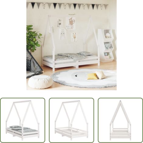 Cama de madera -  Estructura de cama para niños madera de pino blanco 70x140 cm