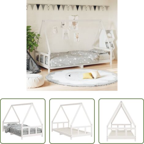 Cama de madera -  Estructura de cama para niños madera de pino blanco 90x190 cm