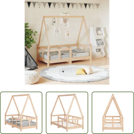 Cama de madera -  Estructura de cama para niños madera maciza de pino 70x140 cm
