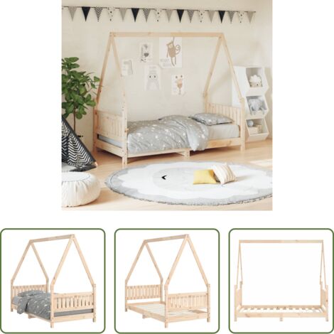 Cama de madera -  Estructura de cama para niños madera maciza de pino 80x160 cm