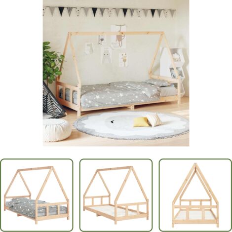 Cama de madera -  Estructura de cama para niños madera maciza de pino 90x200 cm
