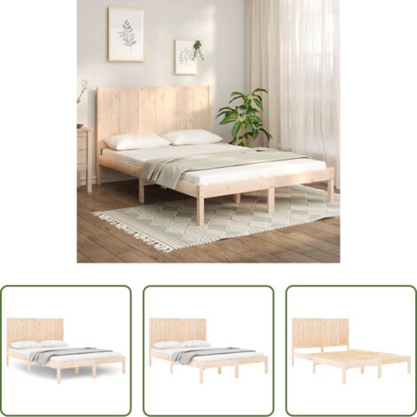 Cama de madera -  Estructura de cama sin colchón madera de pino blanco 150x200 cm