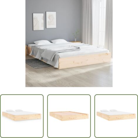 Cama de madera -  Estructura de cama sin colchón madera maciza 160x200 cm