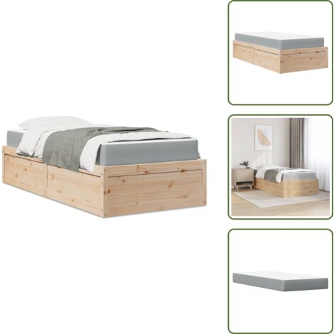 Cama de madera maciza - vidaXL Cama con colchón madera maciza de pino 90x190 cm - Cama de pino macizo