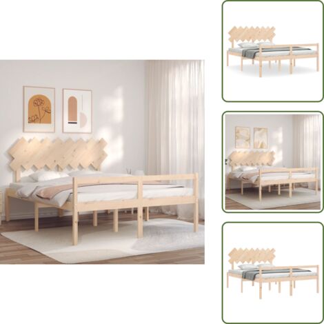 Cama de madera maciza - vidaXL Cama para personas mayores con cabecero madera maciza 160x200cm - Cama para ancianos