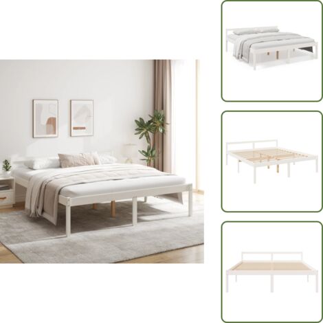 Cama de madera maciza - vidaXL Cama senior sin colchón madera maciza de pino blanco 200x200 cm - Cama de 200 cm