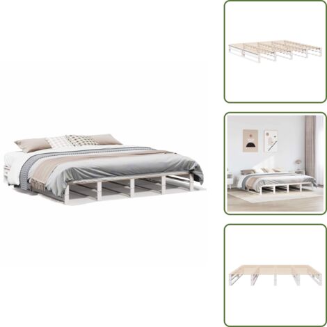 Cama de madera maciza - vidaXL Cama sin colchón madera maciza de pino blanca 180x200 cm - Cama de pino blanco