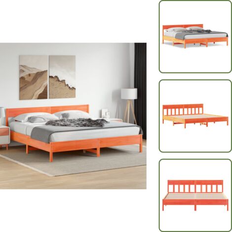 Cama de madera maciza - vidaXL Cama sin colchón madera maciza de pino marrón cera 200x200 cm - Cama de madera contrachapada