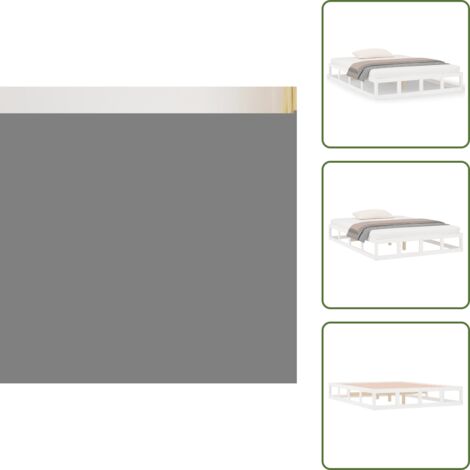 Cama de madera maciza - vidaXL Estructura cama de madera maciza blanca super king 180x200 cm - Cama super king