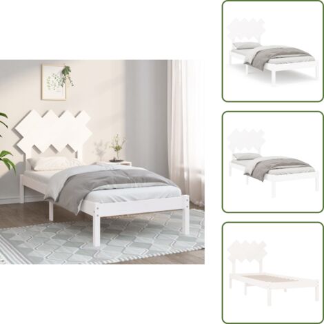 Cama de madera maciza - vidaXL Estructura de cama de madera maciza blanca 90x190 cm - Cama de madera contrachapada
