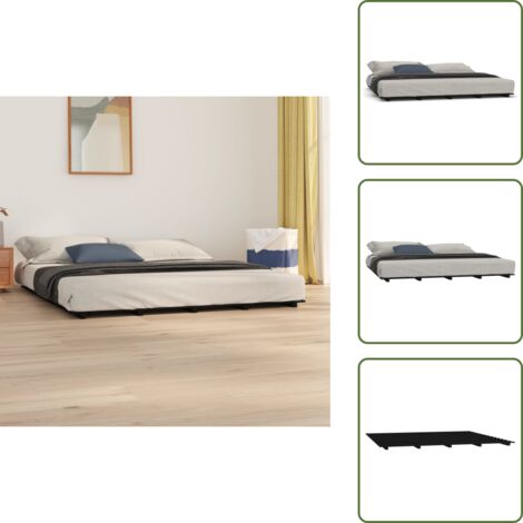 Cama de madera maciza - vidaXL Estructura de cama de madera maciza de pino negro 200x200 cm - Cama de pino negro