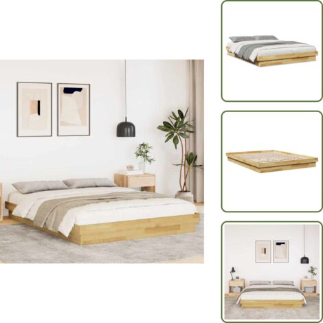 Cama de madera maciza - vidaXL Estructura de cama sin colchón 160x200 cm madera maciza roble - Cama para niños