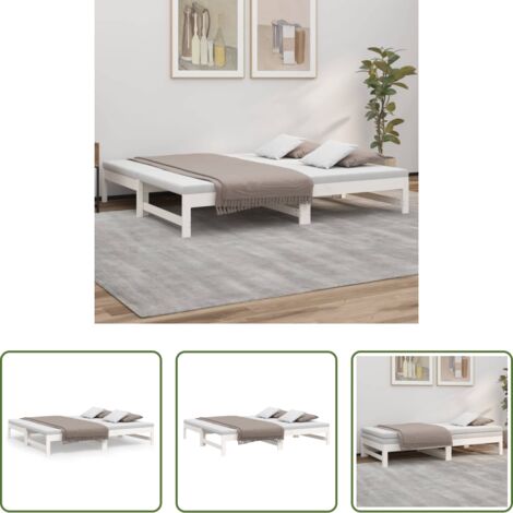 Cama de madera -  Sofá cama extraíble madera maciza de pino blanco 2x(75x190) cm