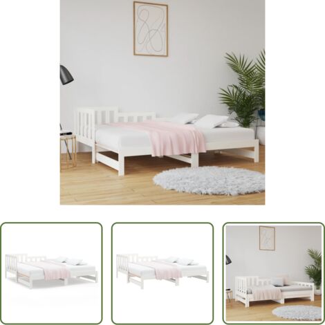 Cama de madera -  Sofá cama extraíble sin colchón blanco 2x(90x190) cm