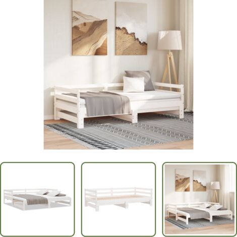 Cama de madera -  Sofá cama extraíble sin colchón blanco 80x200 cm