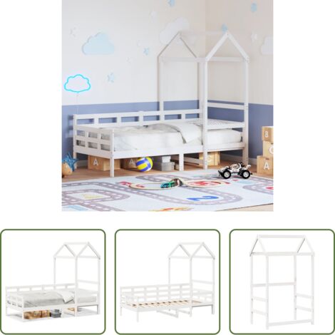 Cama de madera -  Sofá cama madera maciza de pino blanco 80x200 cm