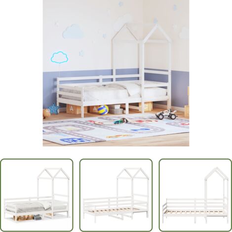 Cama de madera -  Sofá cama madera maciza de pino blanco 80x200 cm