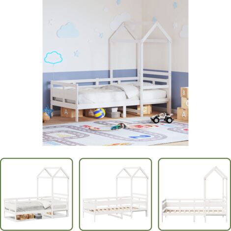 Cama de madera -  Sofá cama madera maciza de pino blanco 80x200 cm