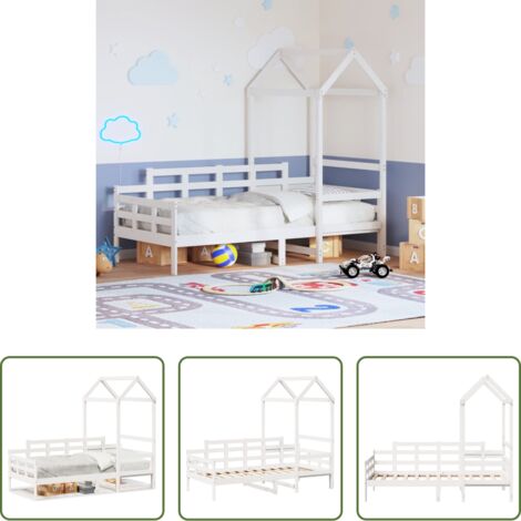 Cama de madera -  Sofá cama madera maciza de pino blanco 80x200 cm