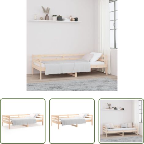 Cama de madera -  Sofá cama sin colchón madera maciza de pino 80x200 cm