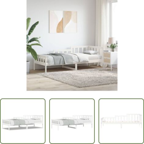 Cama de madera -  Sofá cama sin colchón madera maciza de pino blanco 80x200 cm