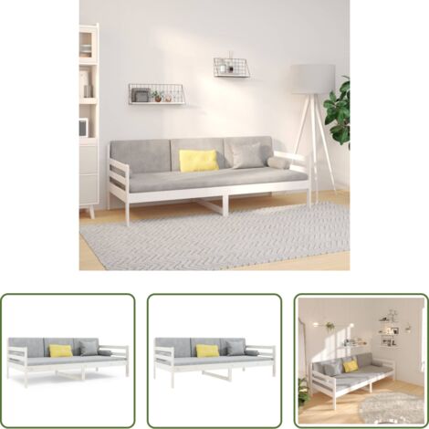 Cama de madera -  Sofá cama sin colchón madera maciza de pino blanco 90x190 cm