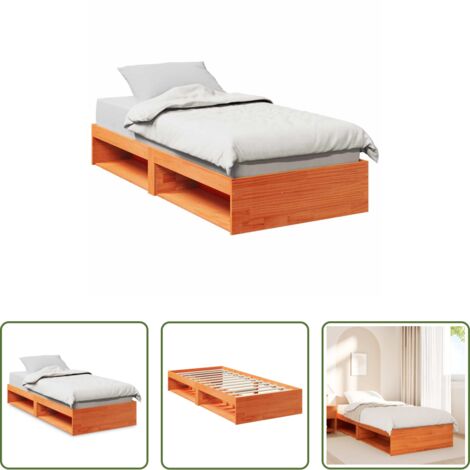Cama de madera -  Sofá cama sin colchón madera maciza pino marrón cera 90x190 cm