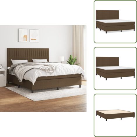 Cama de madera - vidaXL Cama box spring con colchón tela marrón oscuro 160x200 cm - Cama con cabecero ajustable
