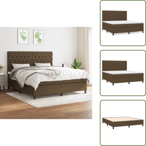 Cama de madera - vidaXL Cama box spring con colchón tela marrón oscuro 160x200 cm - Cama con cabecero ajustable