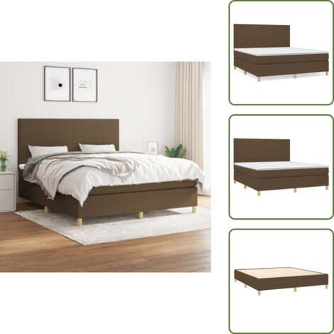 Cama de madera - vidaXL Cama box spring con colchón tela marrón oscuro 160x200 cm - Cama con cabecero ajustable