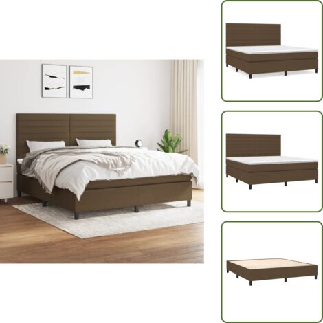 Cama de madera - vidaXL Cama box spring con colchón tela marrón oscuro 160x200 cm - Cama con cabecero ajustable