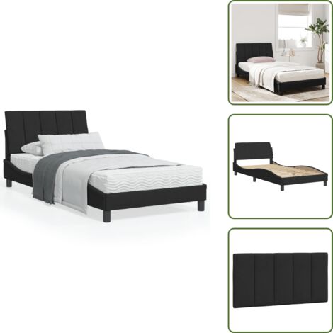 Cama de madera - vidaXL Cama con colchón Hanko terciopelo negro 100x200 cm - Cama de dormitorio