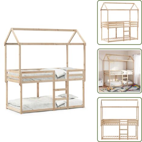 Cama de madera - vidaXL Cama litera sin colchón madera maciza de pino 90x200 cm - Cama para niños