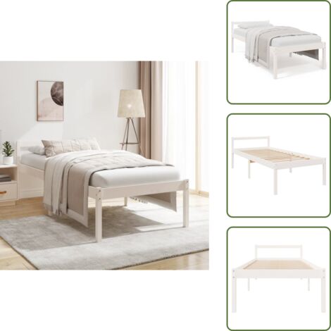 Cama de madera - vidaXL Cama para personas mayores madera maciza pino blanca 90x200 cm - Cama de 90x200 cm