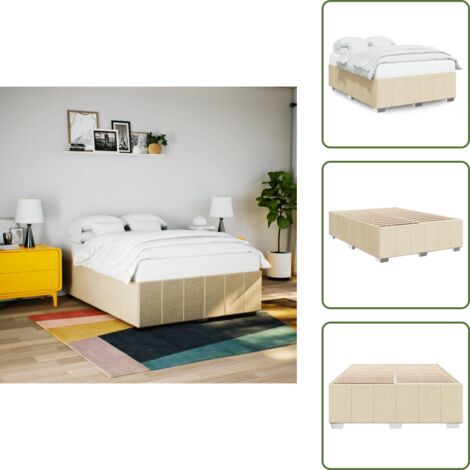 Cama de madera - vidaXL Cama sin colchón tela color crema 140x200 cm - Cama de pino