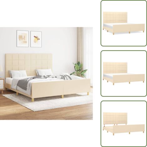 Cama de madera - vidaXL Cama sin colchón tela color crema 160x200 cm - Cama de crema