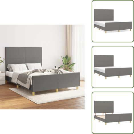 Cama de madera - vidaXL Cama sin colchón tela gris oscuro 140x190 cm - Cama ajustable