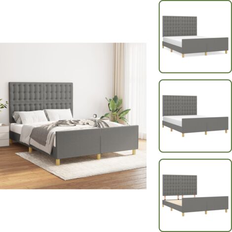 Cama de madera - vidaXL Cama sin colchón tela gris oscuro 140x190 cm - Cama ajustable