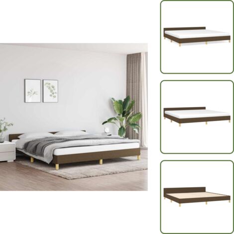 Cama de madera - vidaXL Cama sin colchón tela marrón oscuro 200x200 cm - Cama de dormitorio