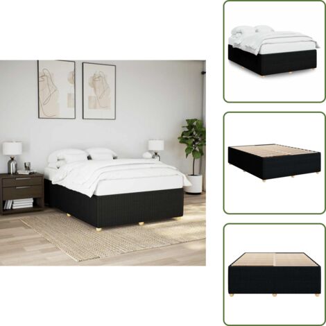 Cama de madera - vidaXL Cama sin colchón tela negro 140x190 cm - Cama de pino