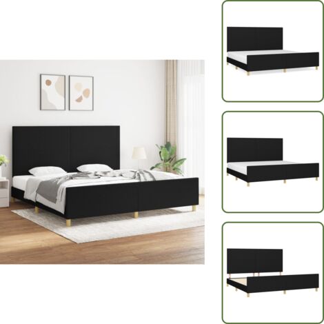 Cama de madera - vidaXL Cama sin colchón tela negro 200x200 cm - Cama ajustable